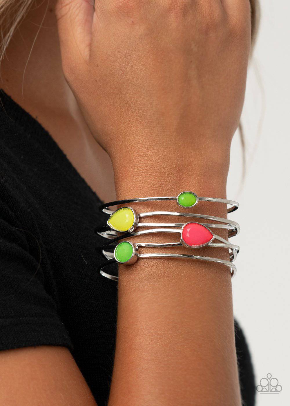 Fashion Frenzy - Multi Neon Bead Cuff Bracelet - Paparazzi Accessories - GlaMarous Titi Jewels