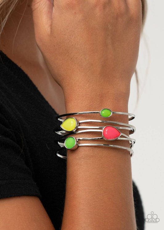 Fashion Frenzy - Multi Neon Bead Cuff Bracelet - Paparazzi Accessories - GlaMarous Titi Jewels