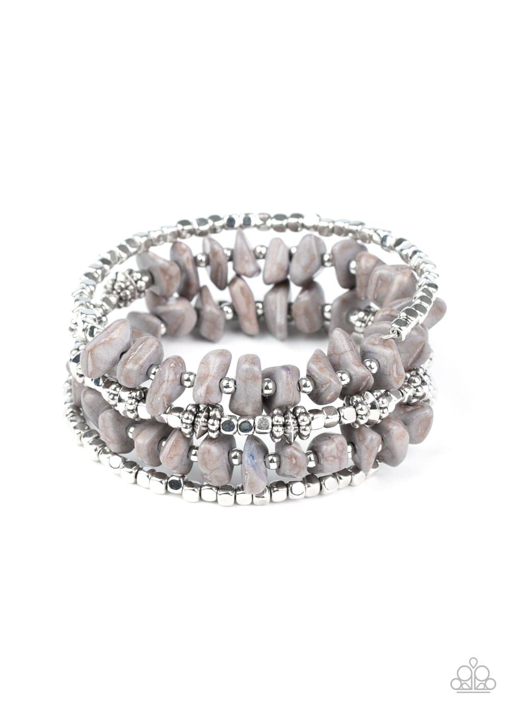 Rockin Renegade - Silver Stone Coil Bracelet - Paparazzi Accessories - GlaMarous Titi Jewels
