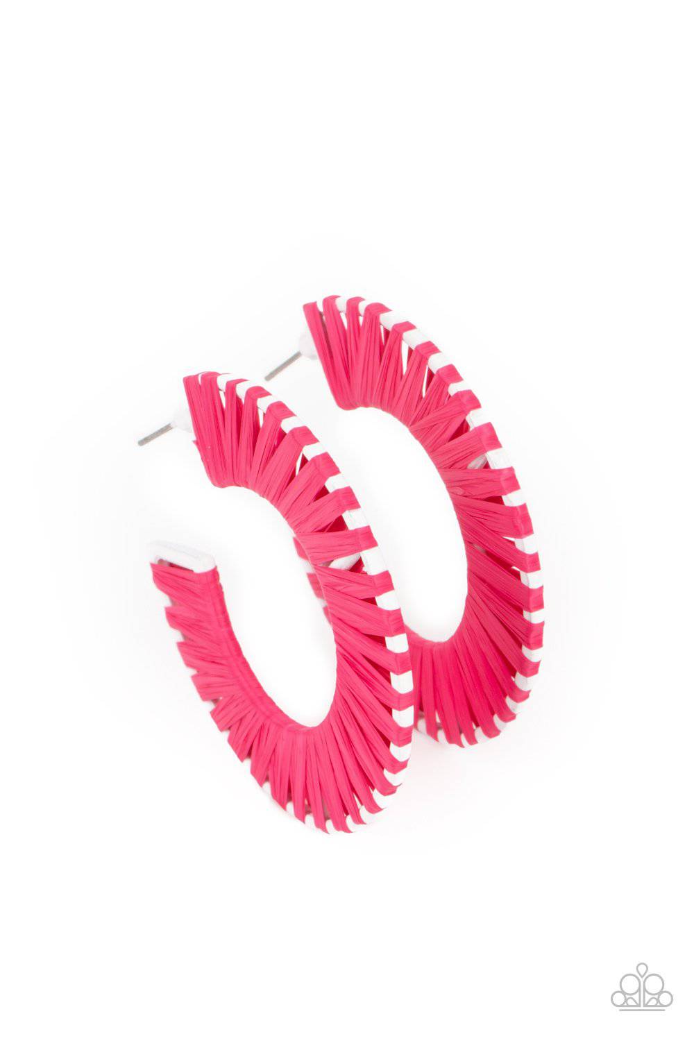 Everybody Conga! - Pink Wicker-like Earrings - Paparazzi Accessories - GlaMarous Titi Jewels