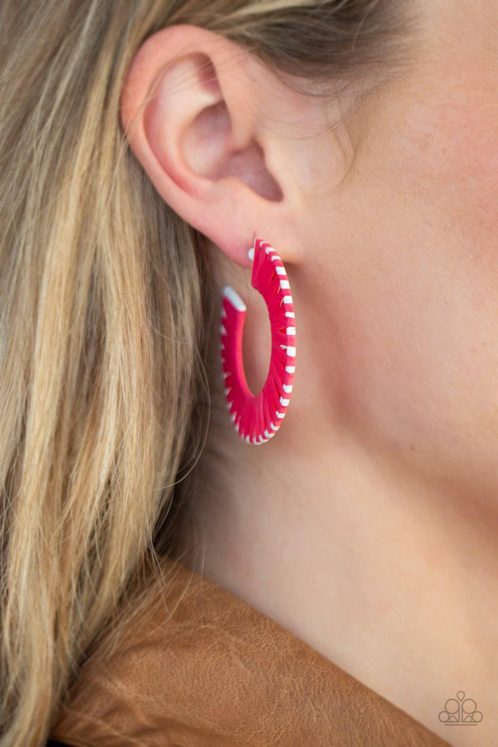 Everybody Conga! - Pink Wicker-like Earrings - Paparazzi Accessories - GlaMarous Titi Jewels