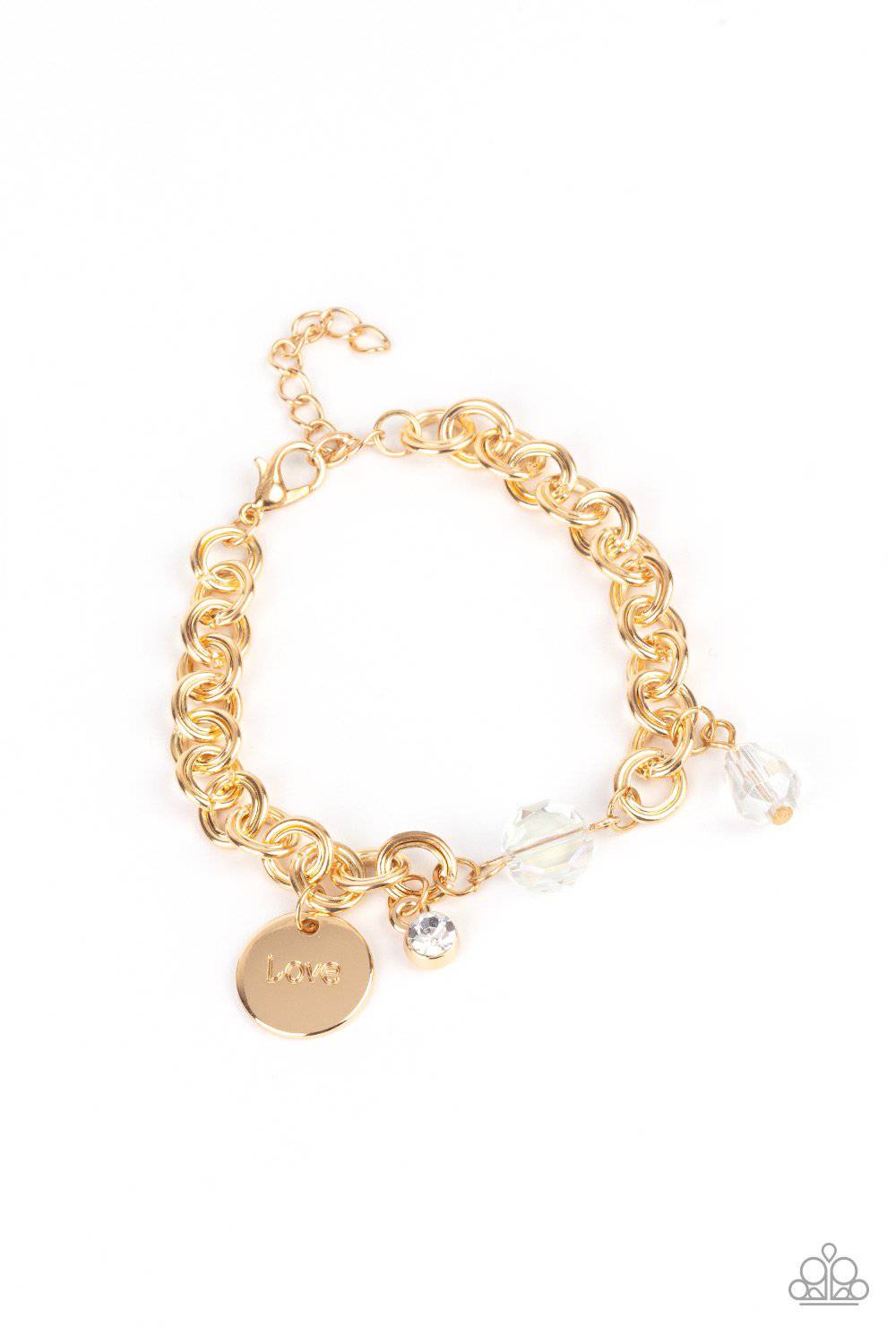 Lovable Luster - Gold and Rhinestone Bracelet - Paparazzi Accessories - GlaMarous Titi Jewels