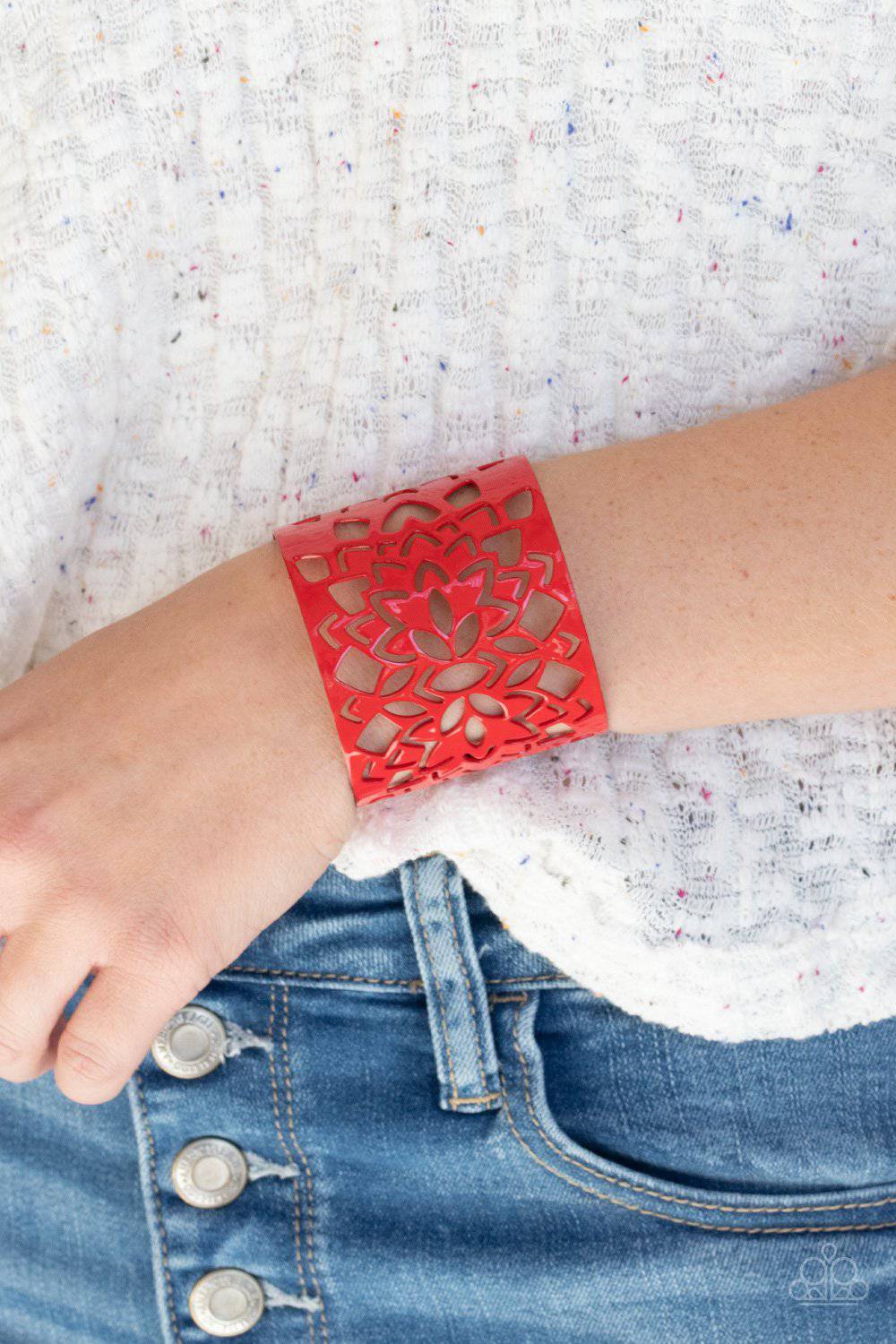 Hacienda Hotspot - Red Cuff Bracelet - Paparazzi Accessories - GlaMarous Titi Jewels