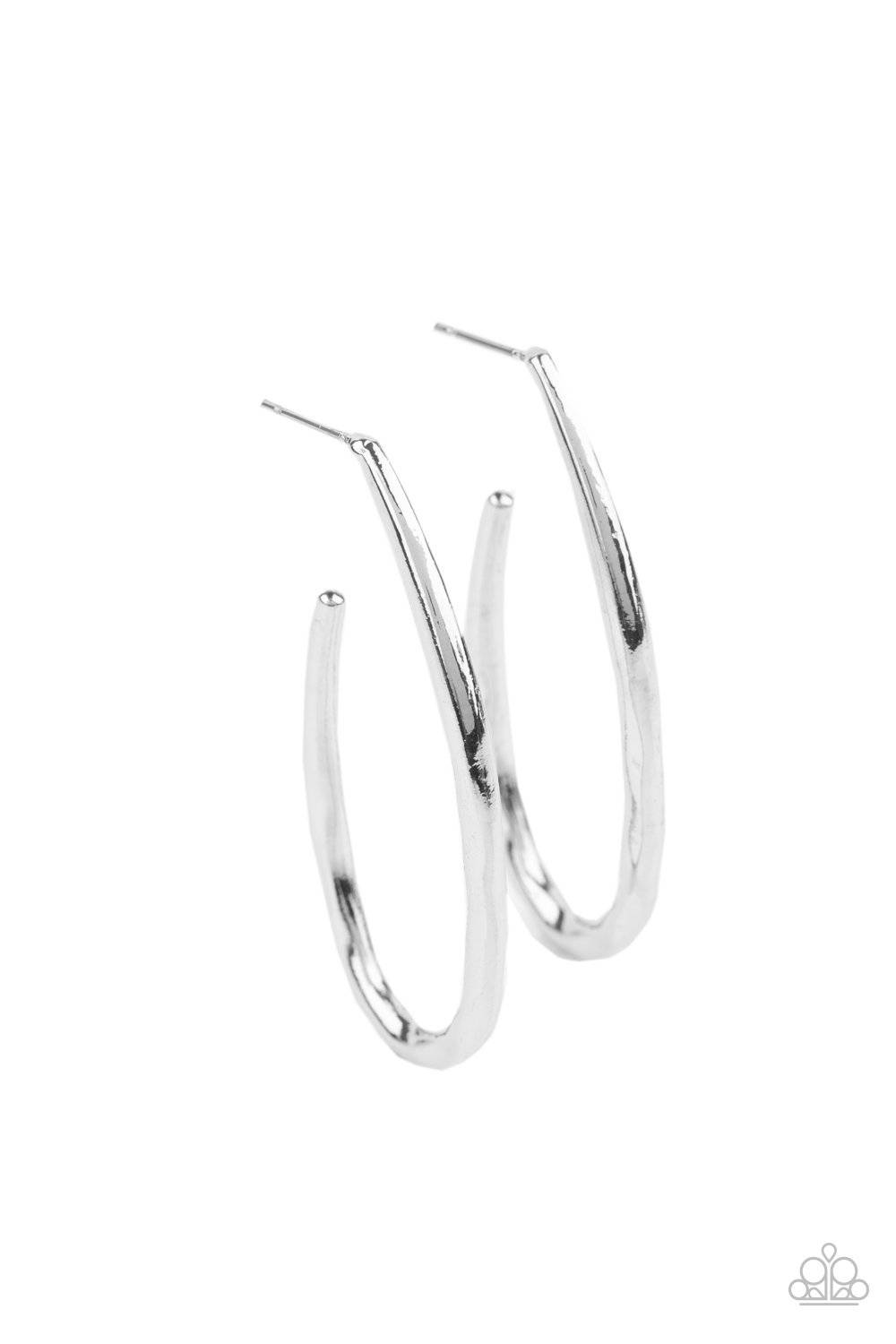 Totally Hooked - Silver Hoop Earrings - Paparazzi Accessories - GlaMarous Titi Jewels