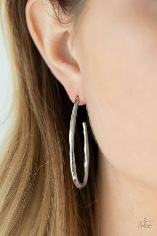 Totally Hooked - Silver Hoop Earrings - Paparazzi Accessories - GlaMarous Titi Jewels