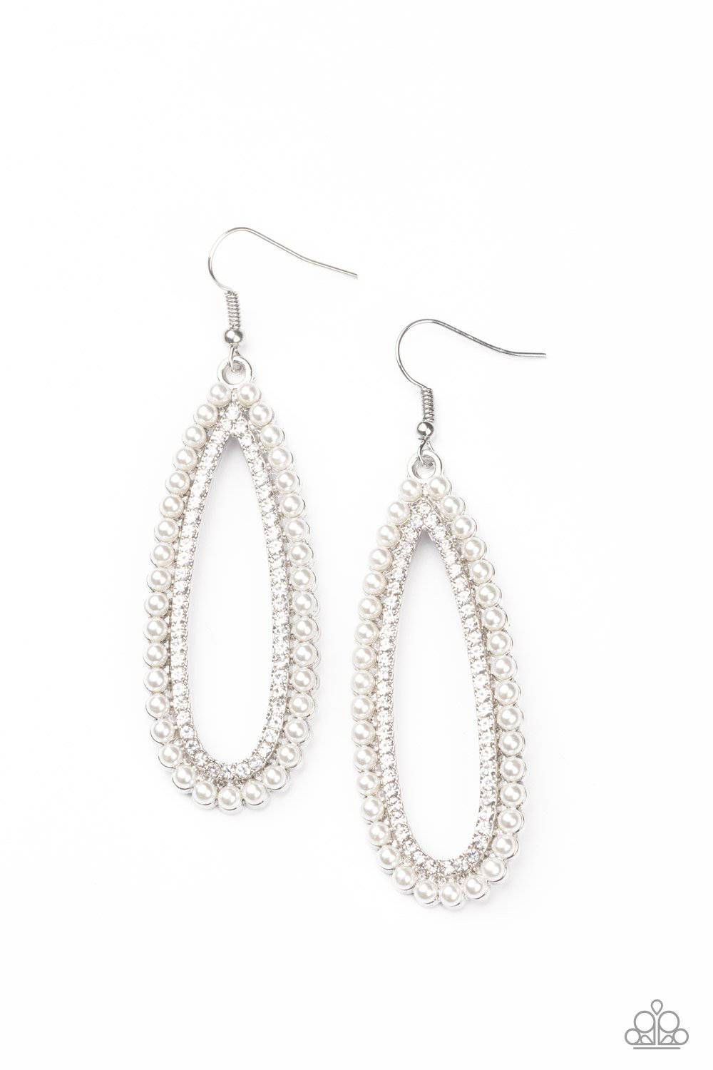 Glamorously Glowing - White Pearl Earrings - Paparazzi Accessories - GlaMarous Titi Jewels