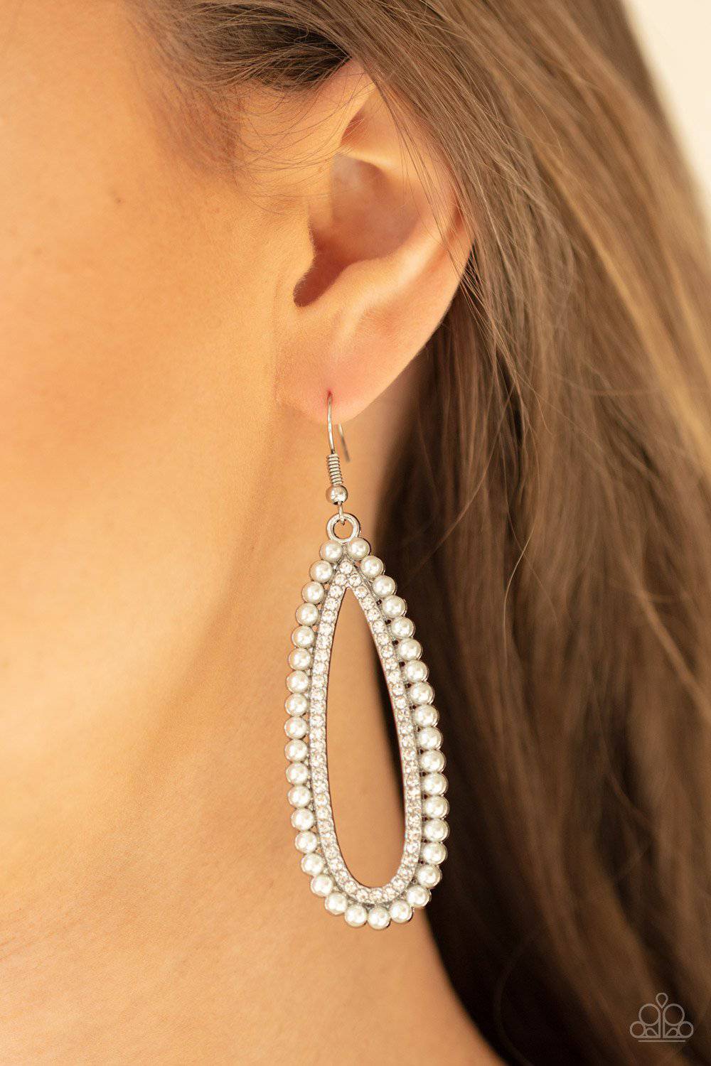 Glamorously Glowing - White Pearl Earrings - Paparazzi Accessories - GlaMarous Titi Jewels