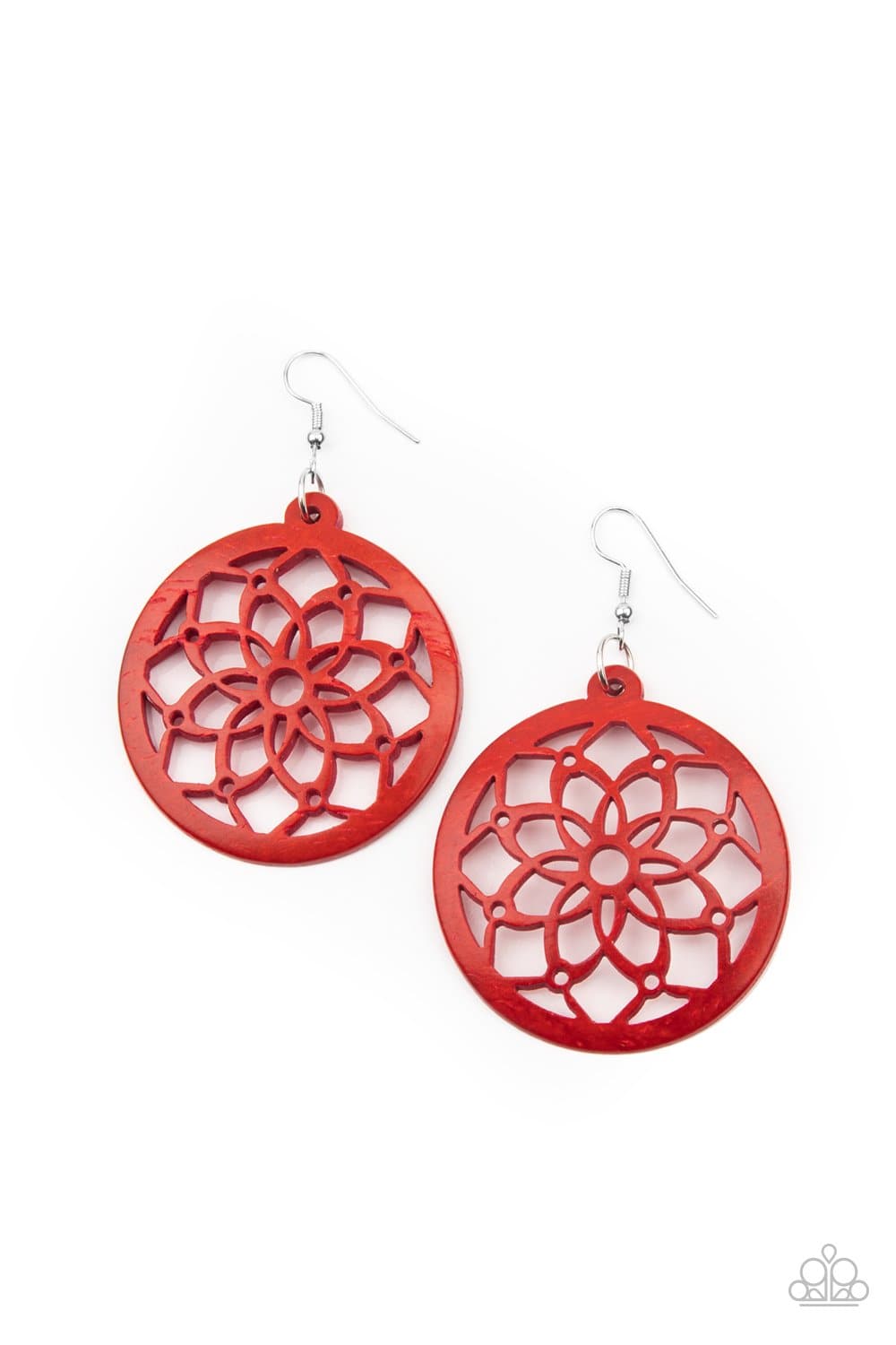 Mandala Meadow - Red Wooden Earrings - Paparazzi Accessories - GlaMarous Titi Jewels