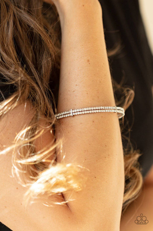 Standout Opulence - White Rhinestone Bracelet - Paparazzi Accessories - GlaMarous Titi Jewels