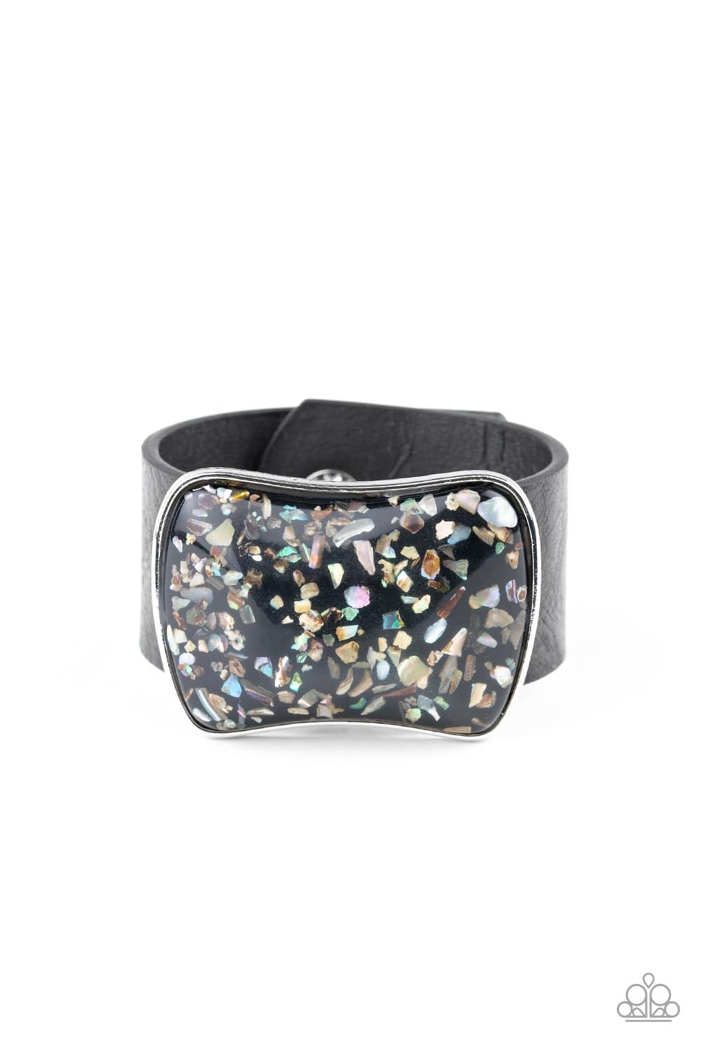Twinkle Twinkle Little ROCK STAR - Black Iridescent Leather Bracelet - Paparazzi - GlaMarous Titi Jewels