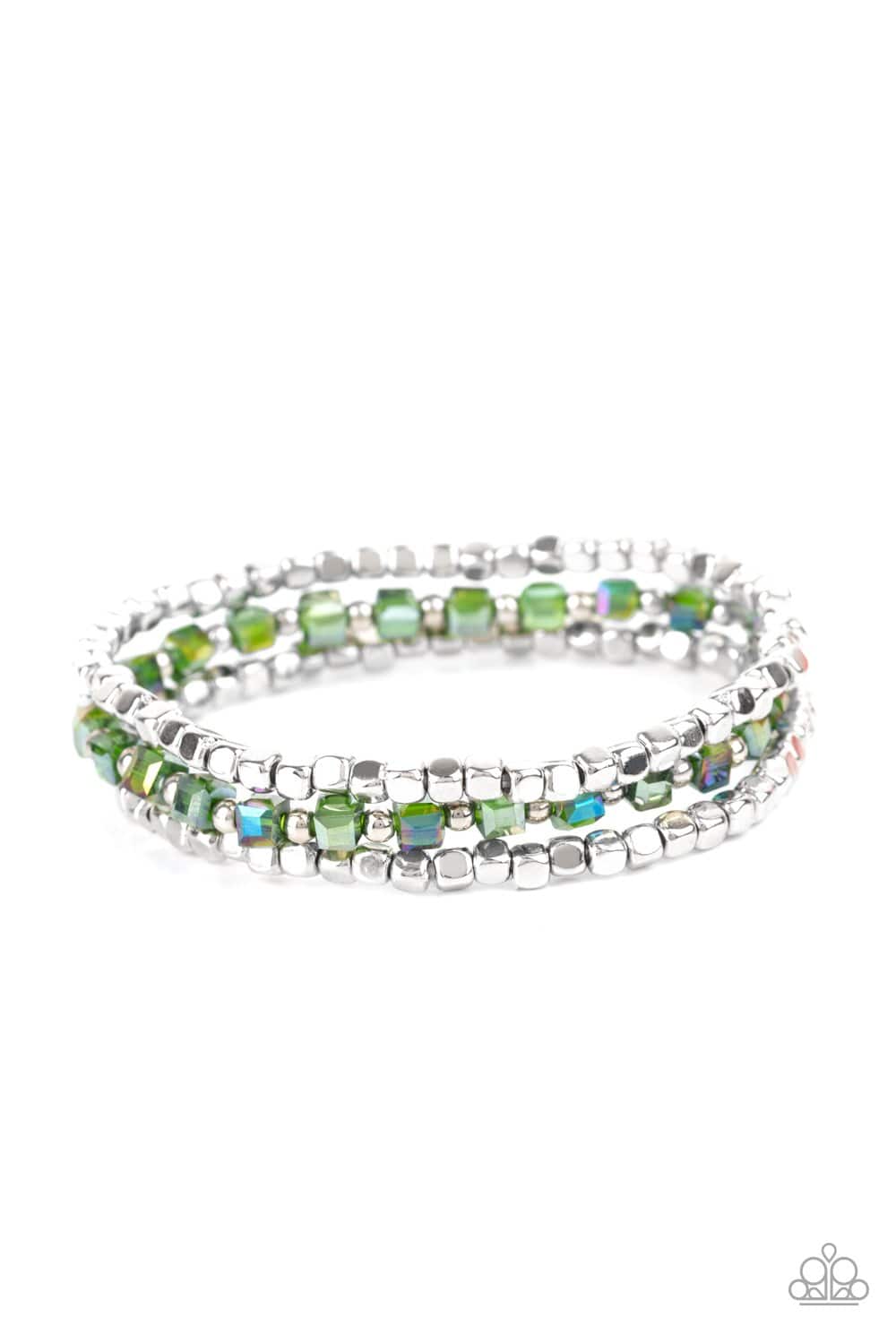 Mix and Mash - Green Crystal-Like Bead Bracelet - Paparazzi Accessories - GlaMarous Titi Jewels