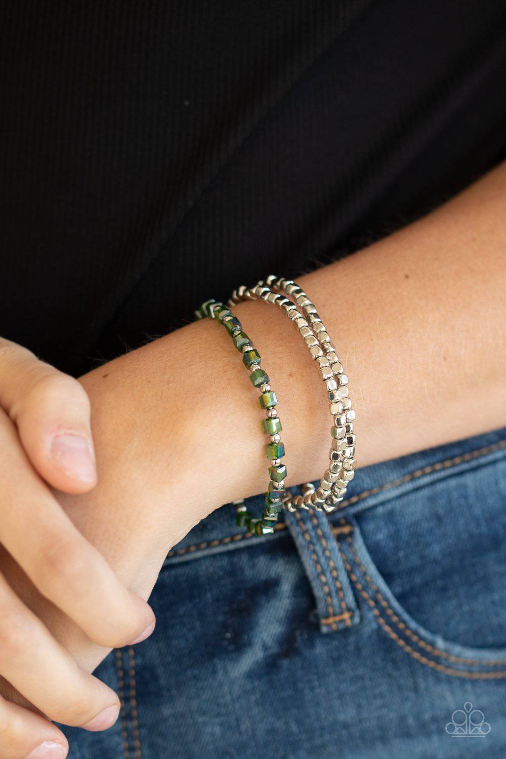 Mix and Mash - Green Crystal-Like Bead Bracelet - Paparazzi Accessories - GlaMarous Titi Jewels