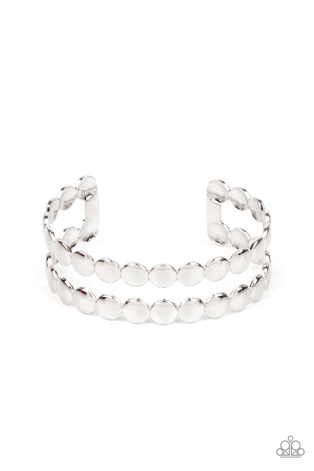 On The Spot Shimmer - Silver Cuff Bracelet - Paparazzi Accessories - GlaMarous Titi Jewels