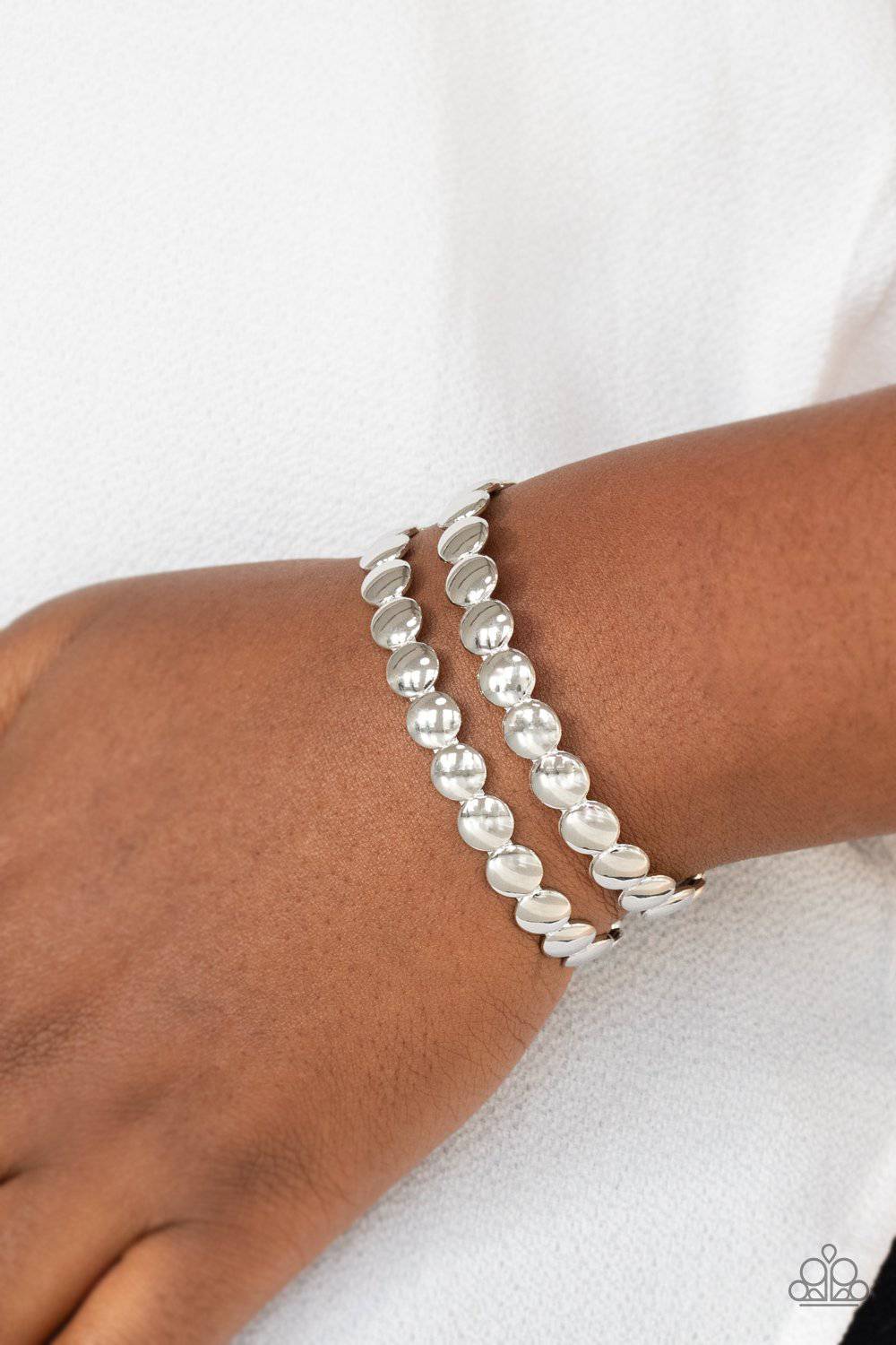 On The Spot Shimmer - Silver Cuff Bracelet - Paparazzi Accessories - GlaMarous Titi Jewels