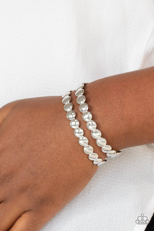 On The Spot Shimmer - Silver Cuff Bracelet - Paparazzi Accessories - GlaMarous Titi Jewels