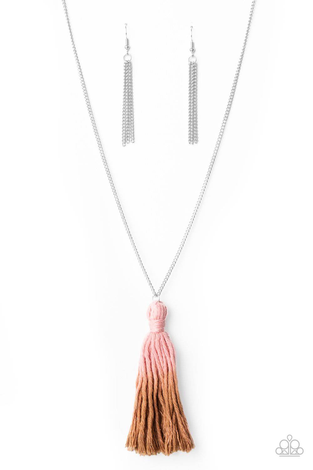 Totally Tasseled - Pink and Brown Macrame Necklace - Paparazzi Accessories - GlaMarous Titi Jewels