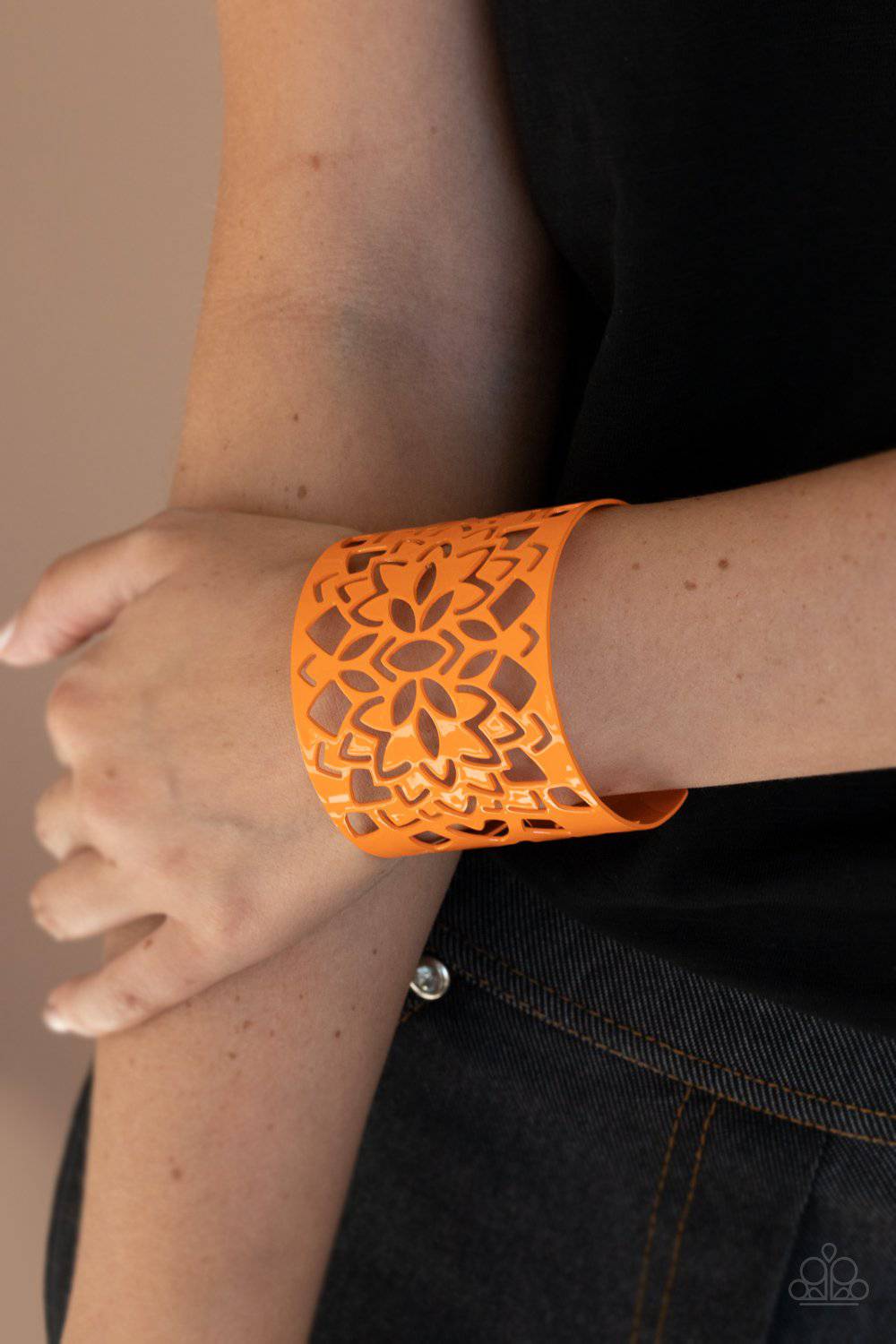 Hacienda Hotspot - Orange Cuff Bracelet - Paparazzi Accessories - GlaMarous Titi Jewels