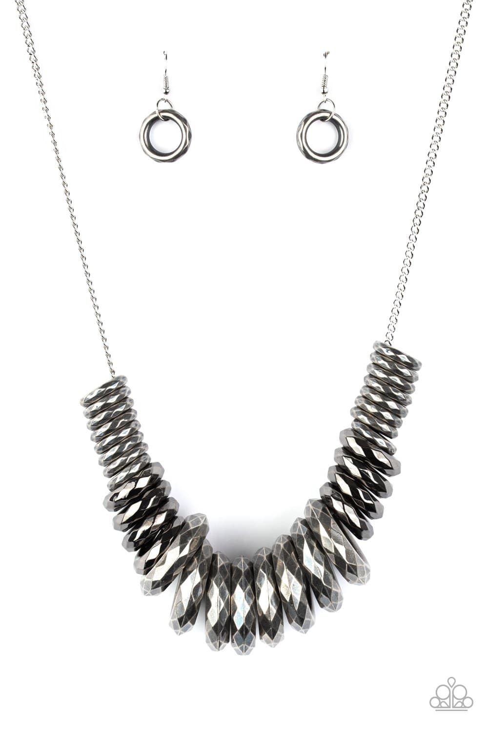 Haute Hardware - Silver and Gunmetal Necklace - Paparazzi Accessories - GlaMarous Titi Jewels