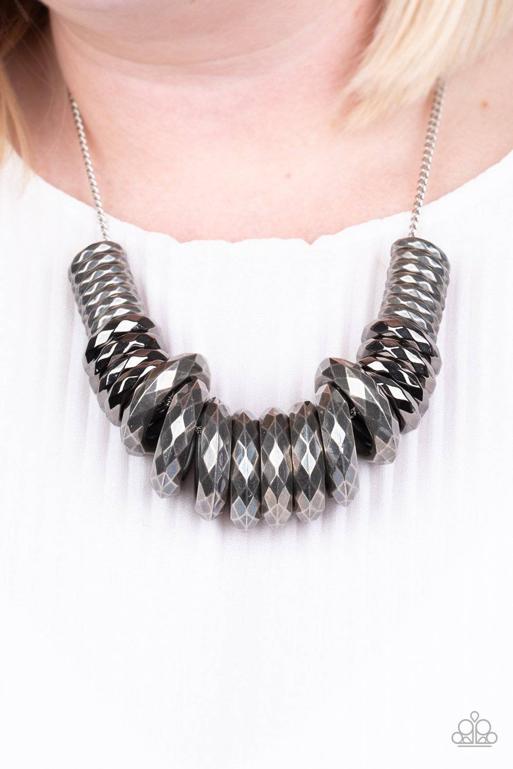 Haute Hardware - Silver and Gunmetal Necklace - Paparazzi Accessories - GlaMarous Titi Jewels