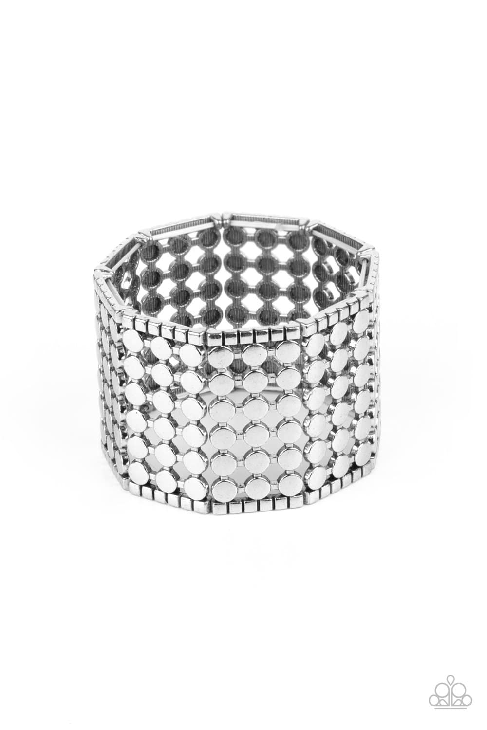 Cool and CONNECTED - Silver Stretchy Bracelet - Paparazzi Accessories - GlaMarous Titi Jewels