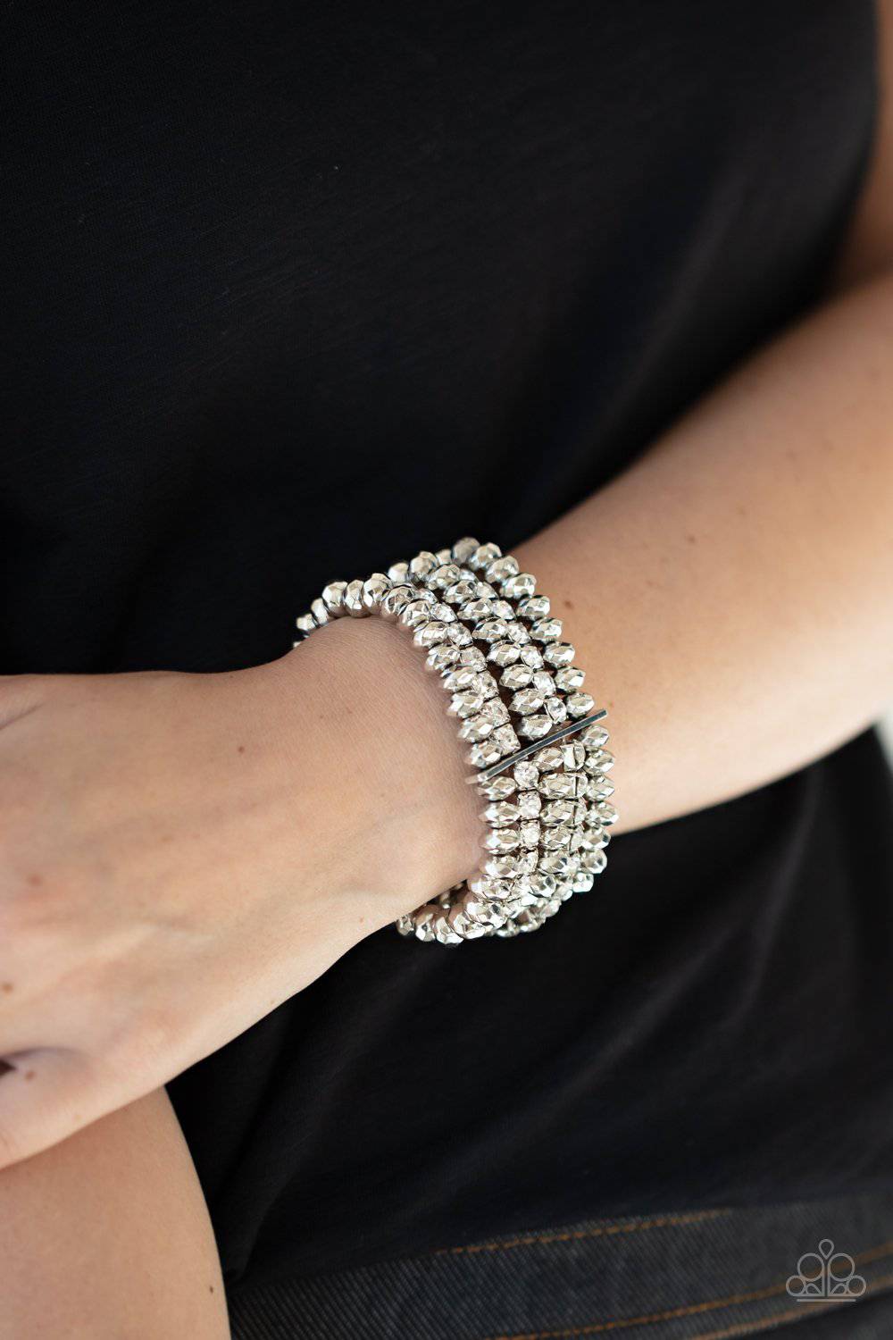 Best of Luxe - March 2021 LOTP White Rhinestone Bracelet - Paparazzi Accessories - GlaMarous Titi Jewels