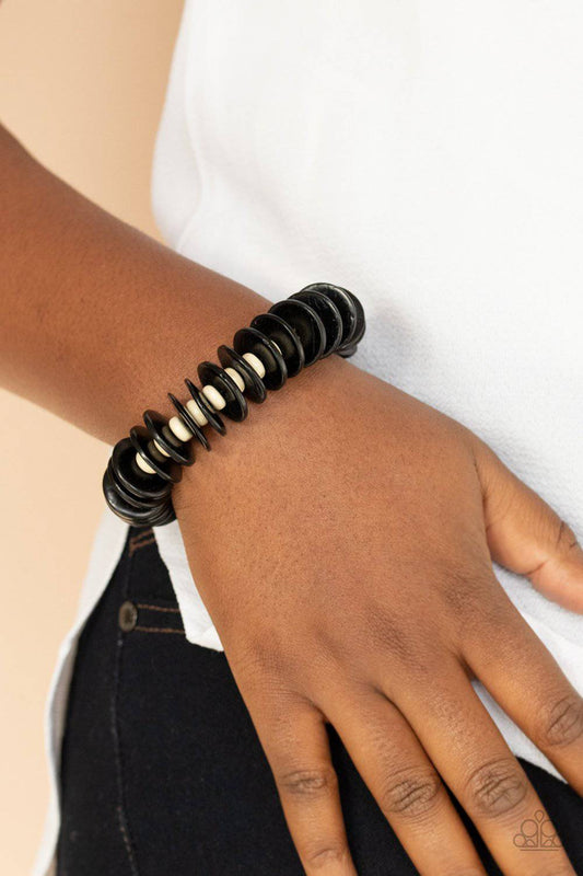 Caribbean Reefs - Black Wooden Bracelet - Paparazzi Accessories - GlaMarous Titi Jewels