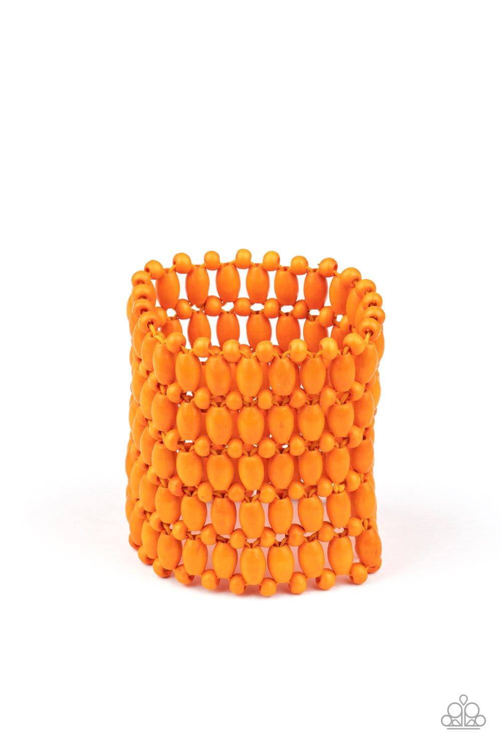 Way Down In Kokomo - Orange Wooden Beads Bracelet - Paparazzi Accessories - GlaMarous Titi Jewels