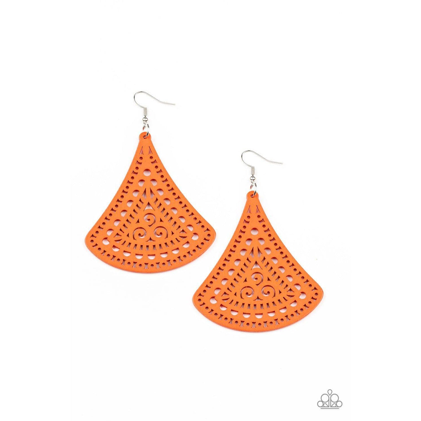 FAN to FAN - Orange Wooden Earrings - Paparazzi Accessories - GlaMarous Titi Jewels