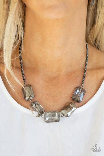 Heard It On The HEIR-Waves - Black Gem Necklace - Paparazzi Accessoies - GlaMarous Titi Jewels