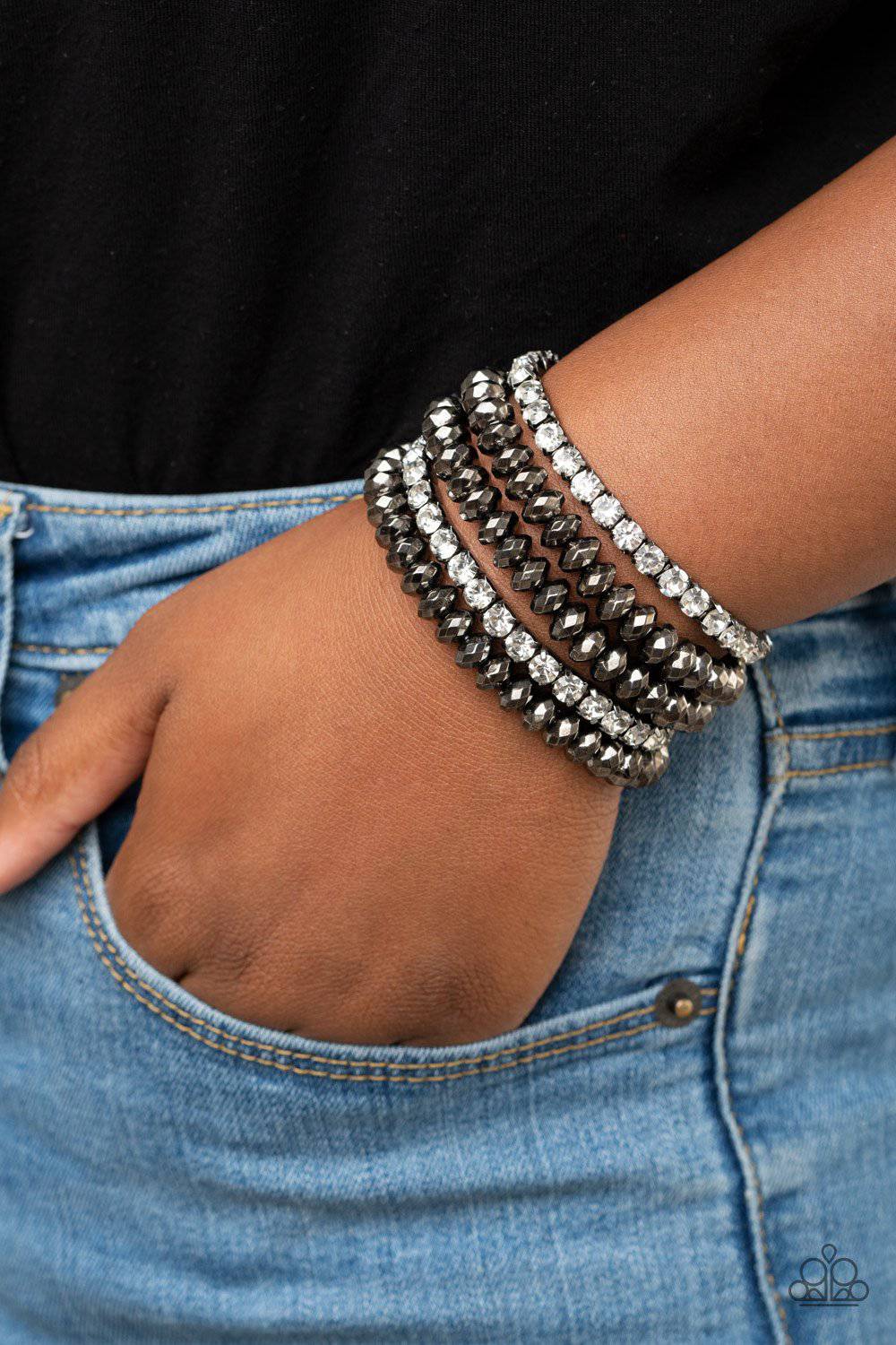 Best of LUXE - Black Gunmetal and Rhinestone Bracelet - Paparazzi Accessories - GlaMarous Titi Jewels