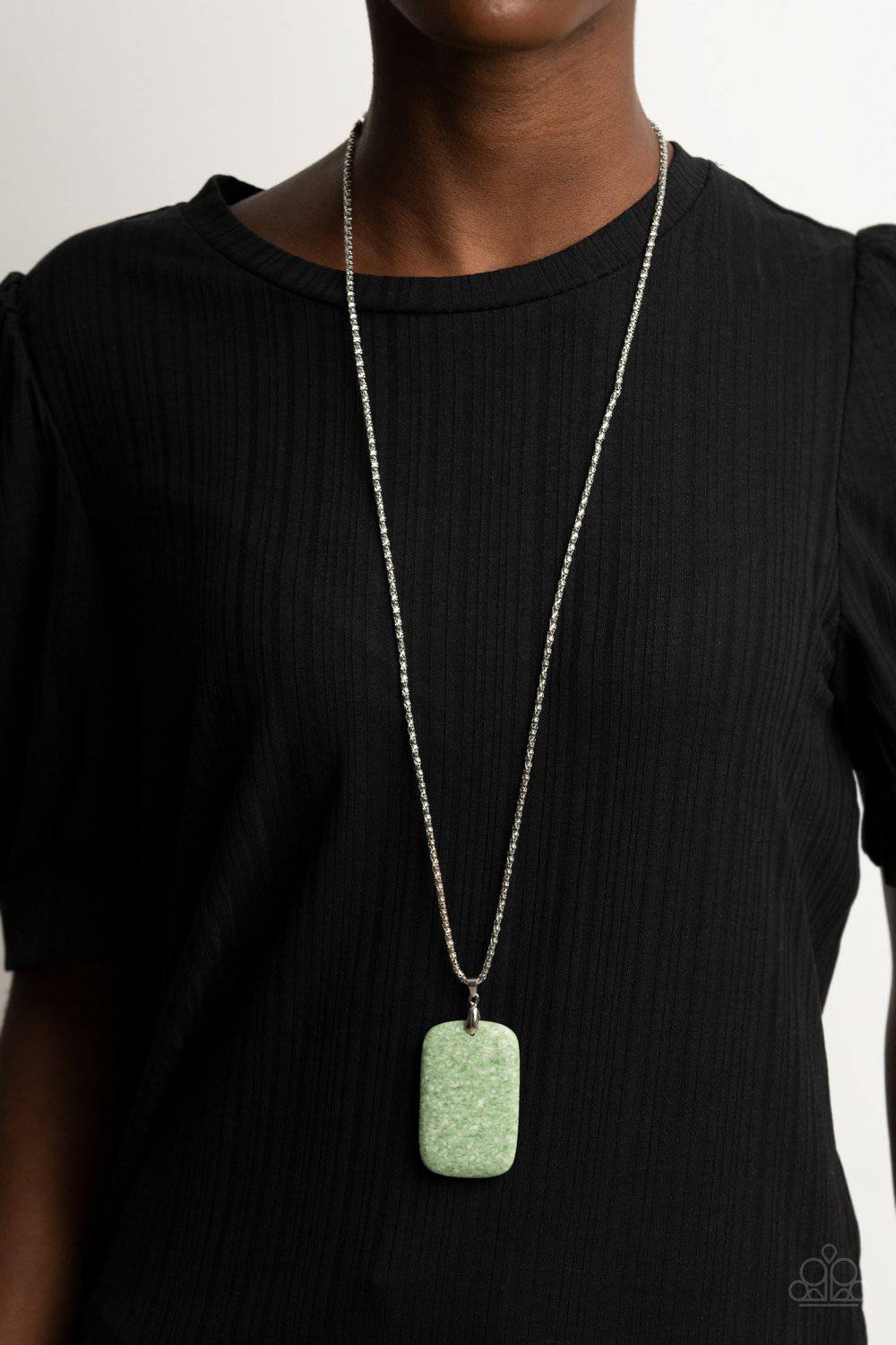 Fundamentally Funky - Green Stone Necklace - Paparazzi Accessories - GlaMarous Titi Jewels