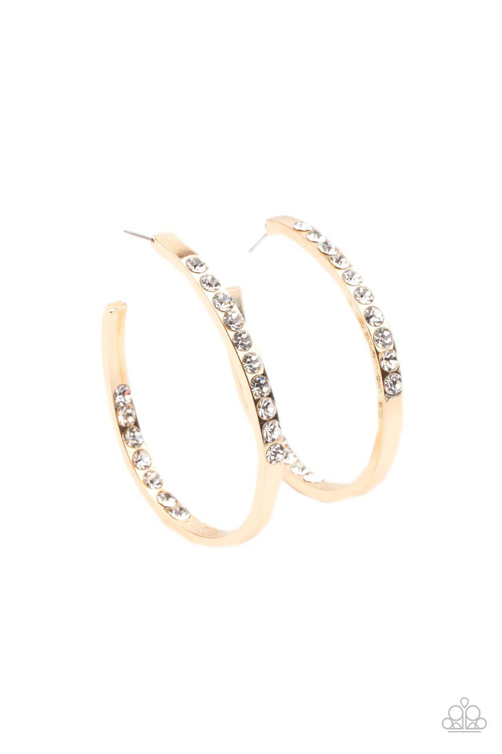 Borderline Brilliance - Gold and Rhinestone Earrings - Paparazzi Accessories - GlaMarous Titi Jewels