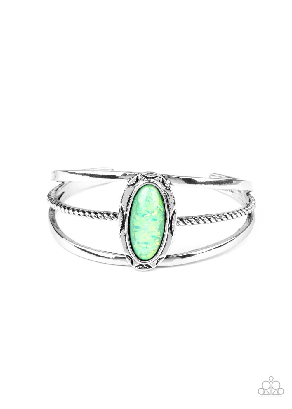 Stone Sahara - Green Stone Cuff Bracelet - Paparazzi Accessories - GlaMarous Titi Jewels