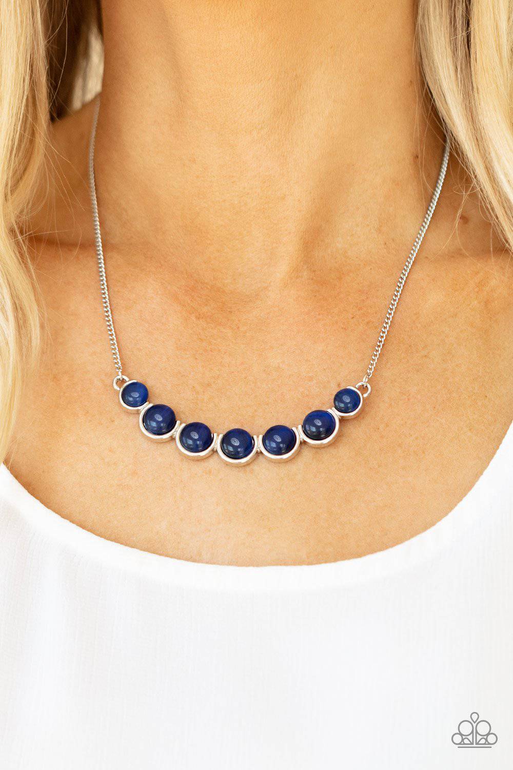 Serenely Scalloped - Blue Cat's Eye Necklace - Paparazzi Accessories - GlaMarous Titi Jewels