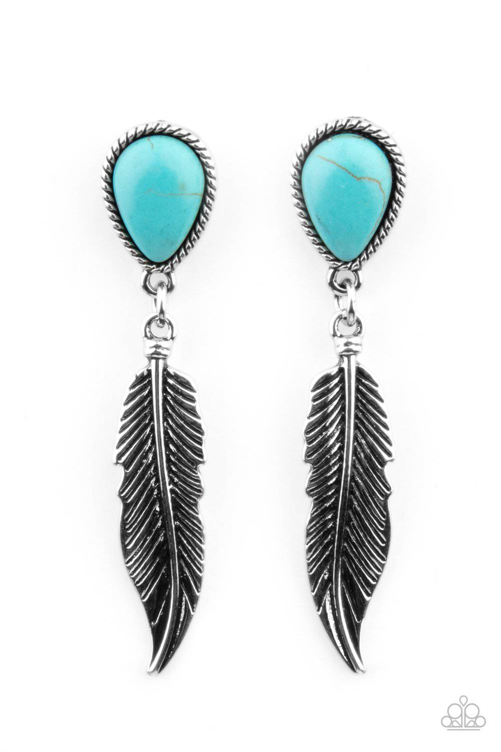 Totally Tran-QUILL - Blue Feather Earrings - Paparazzi Accessories - GlaMarous Titi Jewels