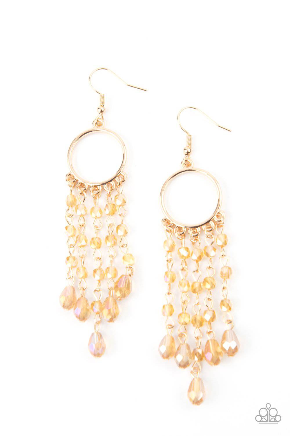 Dazzling Delicious - Gold Iridescent Earrings - Paparazzi Accessories - GlaMarous Titi Jewels