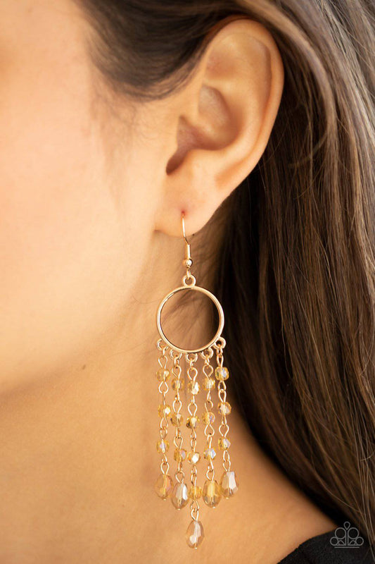 Dazzling Delicious - Gold Iridescent Earrings - Paparazzi Accessories - GlaMarous Titi Jewels