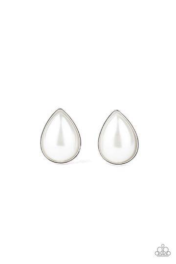 SHEER Enough - White Pearl Teardrop Earrings - Paparazzi Accessories - GlaMarous Titi Jewels