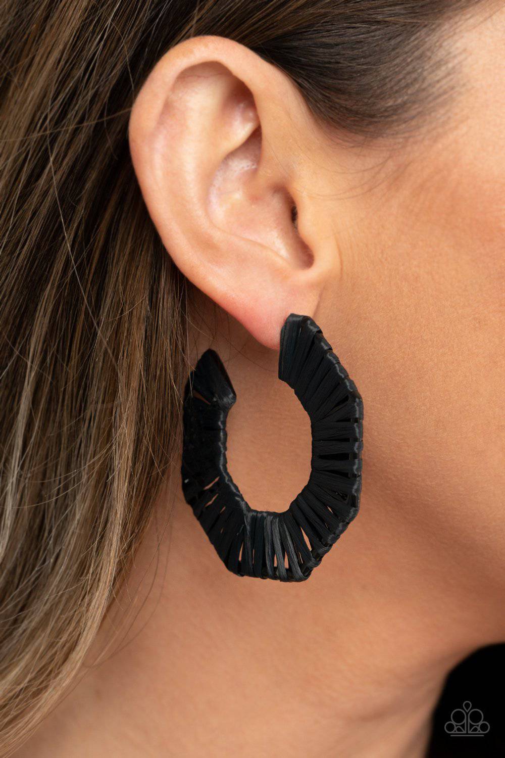 Fabulously Fiesta - Black Hoop Earrings - Paparazzi Accessories - GlaMarous Titi Jewels