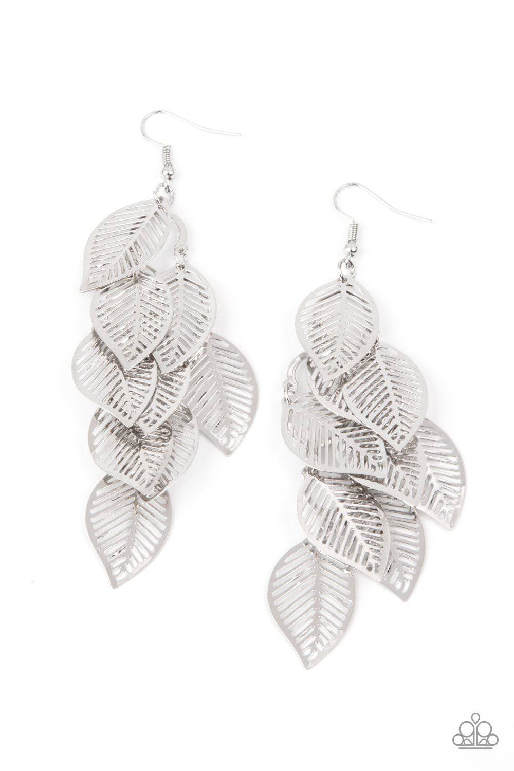 Limitlessly Leafy - Silver Earrings - Paparazzi Accessories - GlaMarous Titi Jewels