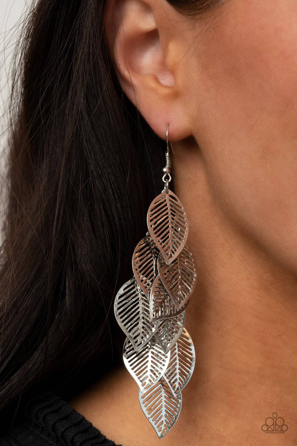 Limitlessly Leafy - Silver Earrings - Paparazzi Accessories - GlaMarous Titi Jewels