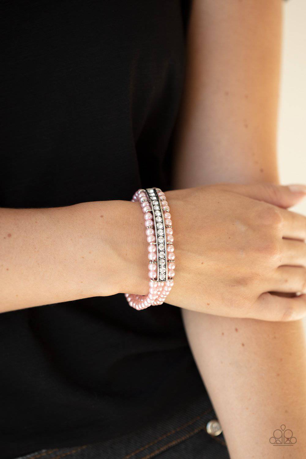 Vintage Beam - Pink Pearl Stretchy Bracelet - Paparazzi Accessories - GlaMarous Titi Jewels