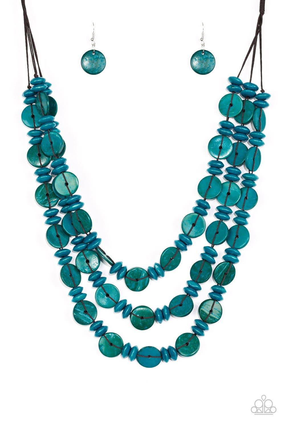 Barbados Bopper - Blue Wooden Beads Necklace - Paparazzi Accessories - GlaMarous Titi Jewels