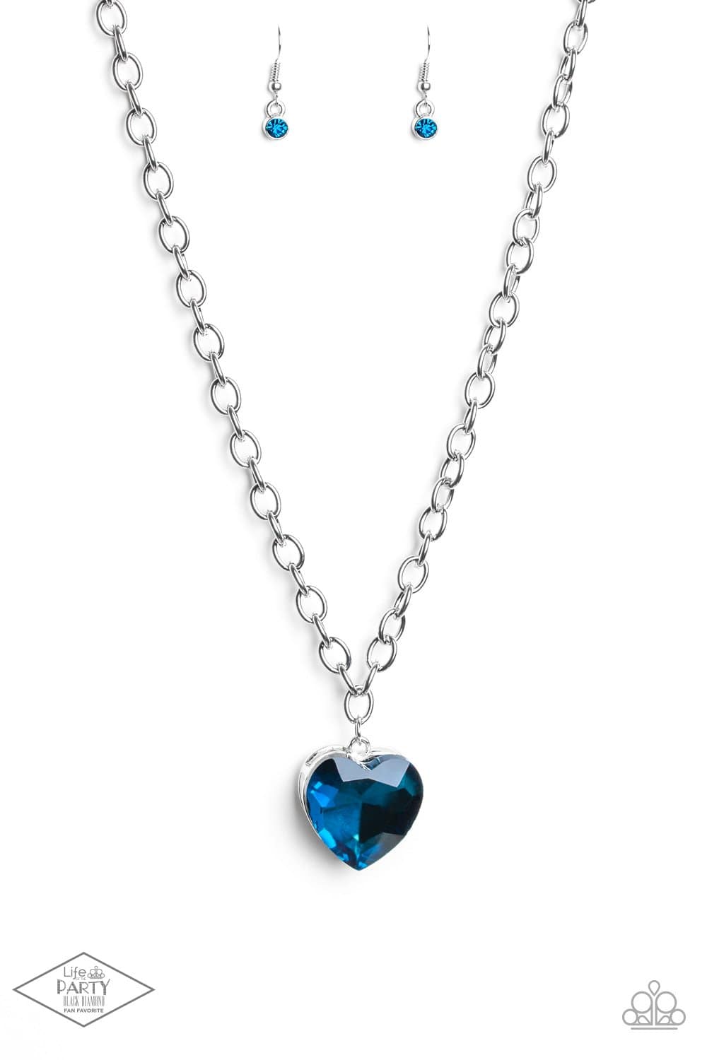 Flirtatiously Flashy - Blue Heart-shaped Necklace - Paparazzi Accessories - GlaMarous Titi Jewels