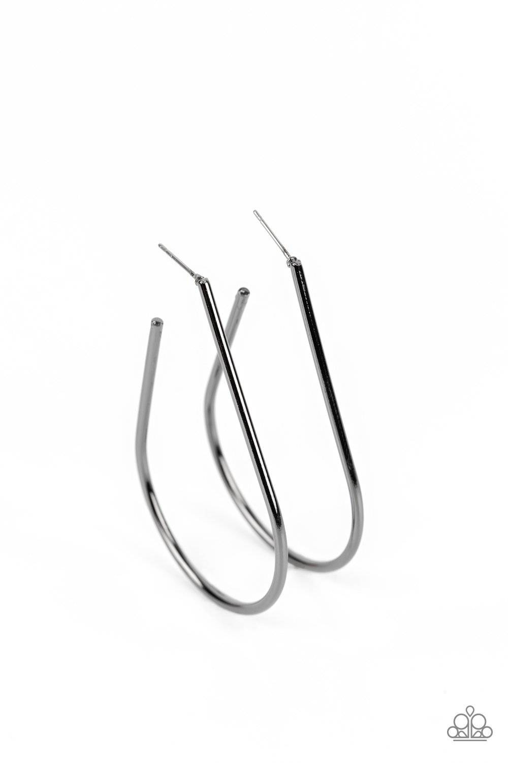 City Curves - Black Gunmetal Hoop Earrings - Paparazzi Accessories - GlaMarous Titi Jewels