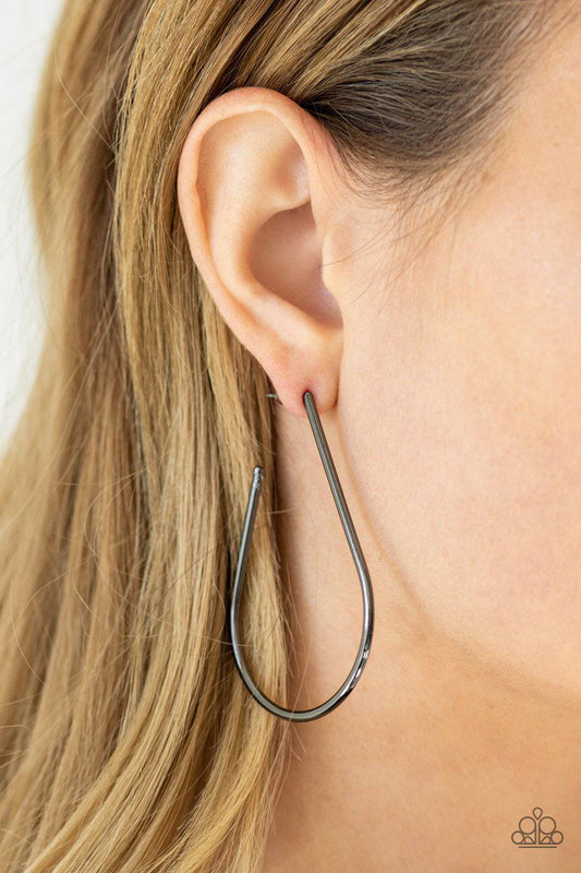 City Curves - Black Gunmetal Hoop Earrings - Paparazzi Accessories - GlaMarous Titi Jewels