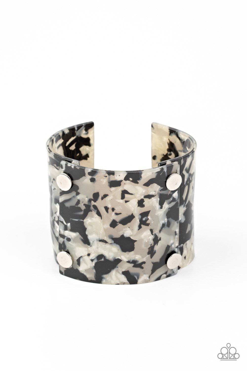 What are you waiting FAUX? - Silver Acrylic Cuff Bracelet - Paparazzi Accessories - GlaMarous Titi Jewels