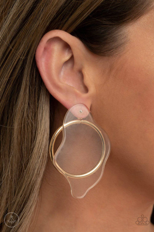 Clear The Way! - Gold Acrylic Earrings - Paparazzi Accessories - GlaMarous Titi Jewels