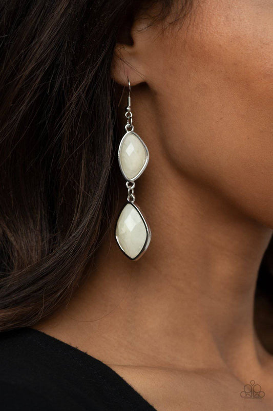 The Oracle Has Spoken - White Faux Stone Earrings - Paparazzi Accessories - GlaMarous Titi Jewels