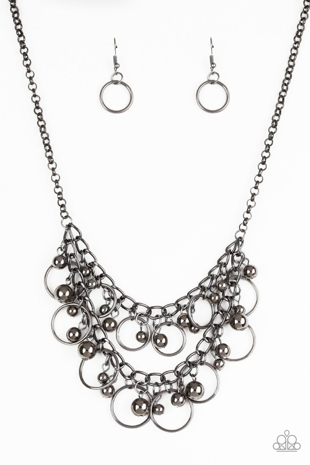 Warning Bells - Black Gunmetal Necklace - Paparazzi Accessories - GlaMarous Titi Jewels